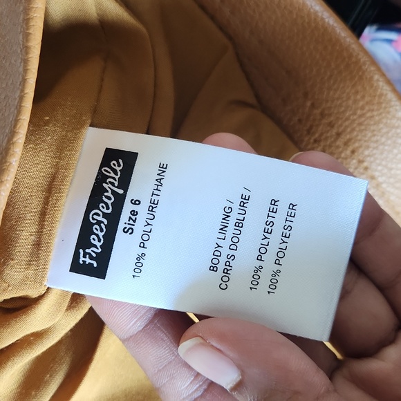 Free People High A Line Vegan Leather Skirt in Copper - Picture 6 of 6